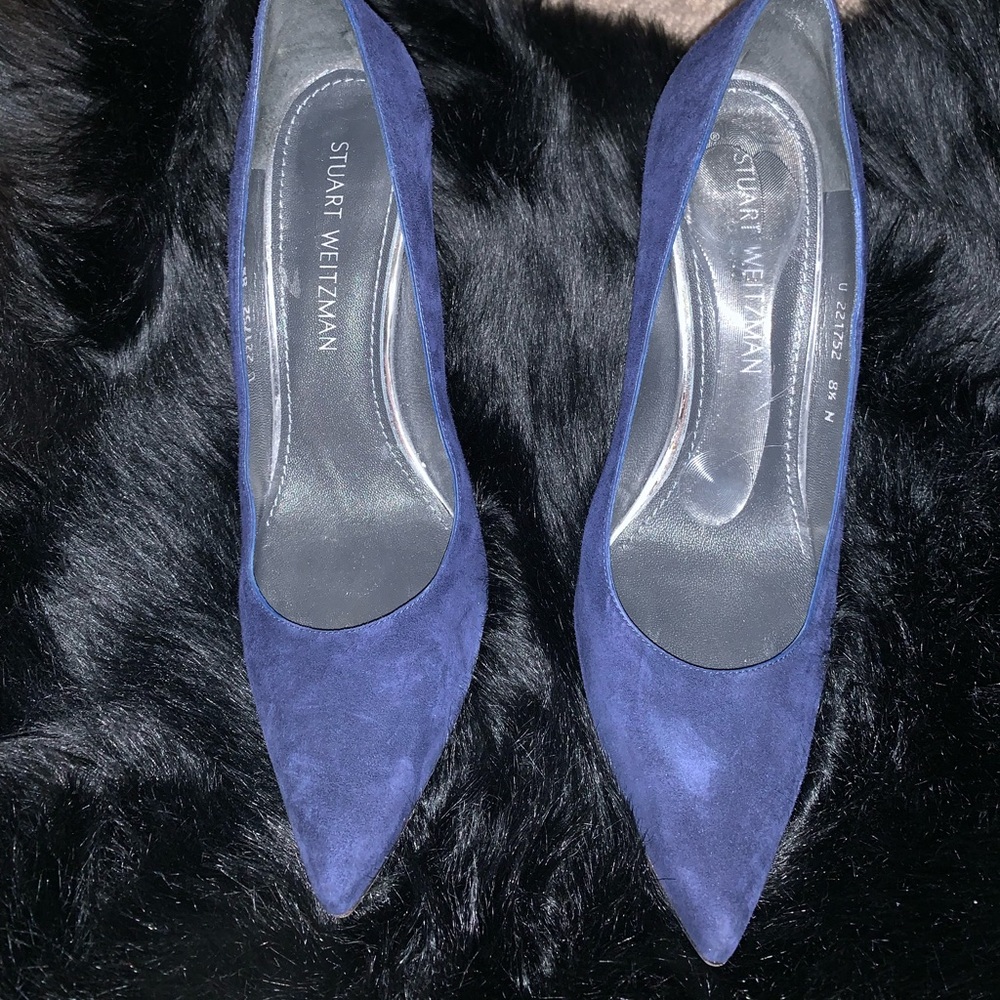 Blue suede heels